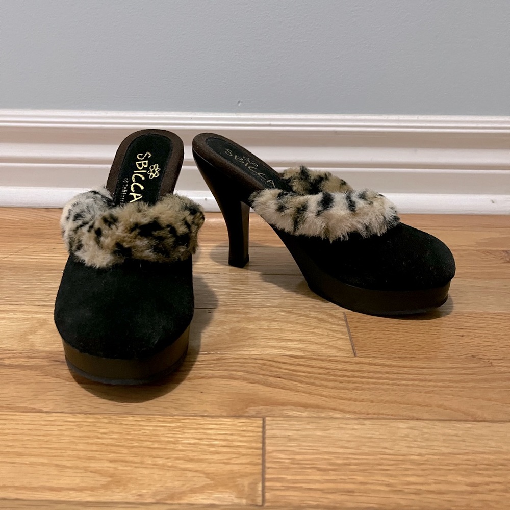 Sbicca fur trim mules